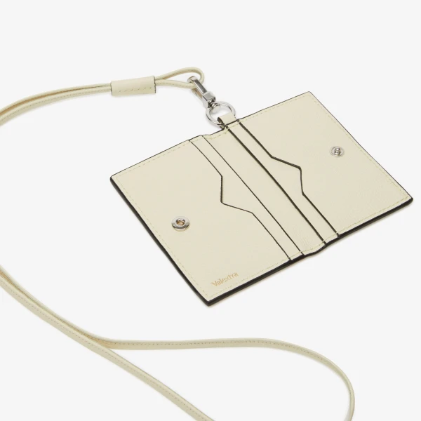 Valextra Card Holder with Lanyard in Pergamena White | Wallets & Purses | Coveti