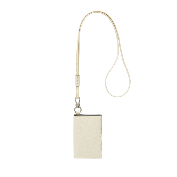 Valextra Card Holder with Lanyard in Pergamena White | Wallets & Purses | Coveti