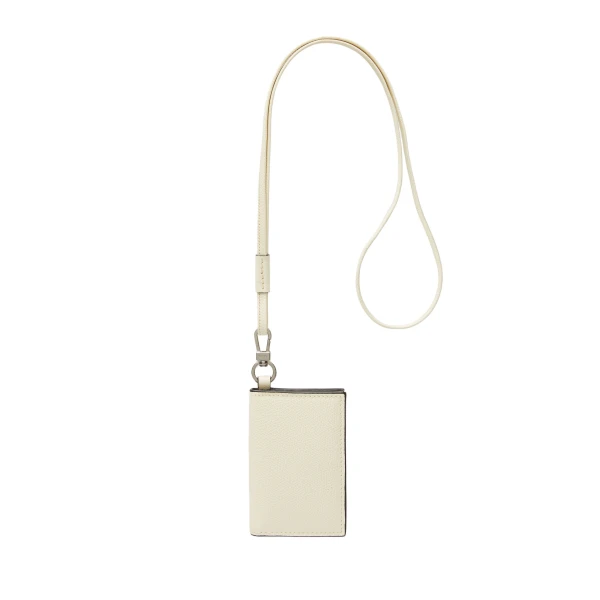 Valextra Card Holder with Lanyard in Pergamena White | Wallets & Purses | Coveti