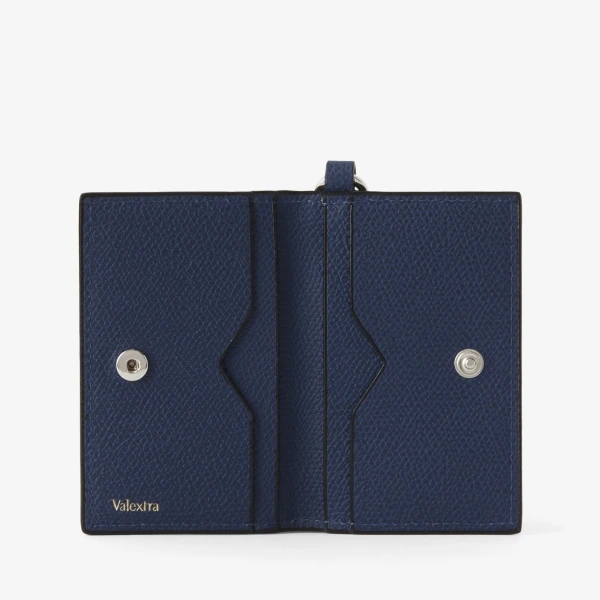 Valextra Card Holder with Lanyard in Sapphire Blue | Wallets & Purses | Coveti
