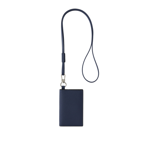 Valextra Card Holder with Lanyard in Sapphire Blue | Wallets & Purses | Coveti