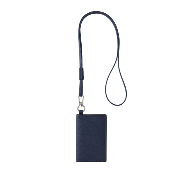 Valextra Card Holder with Lanyard in Sapphire Blue | Wallets & Purses | Coveti