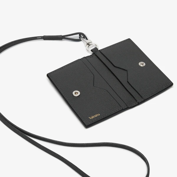 Valextra Card Holder with Lanyard in Smokey Grey | Wallets & Purses | Coveti