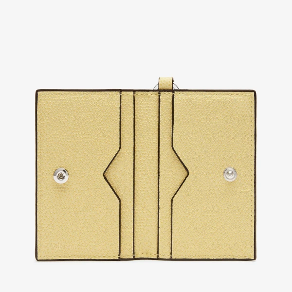 Valextra Card Holder with Lanyard in Vanilla Yellow | Wallets & Purses | Coveti