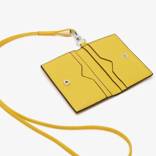 Valextra Card Holder with Lanyard in Yellow | Wallets & Purses | Coveti