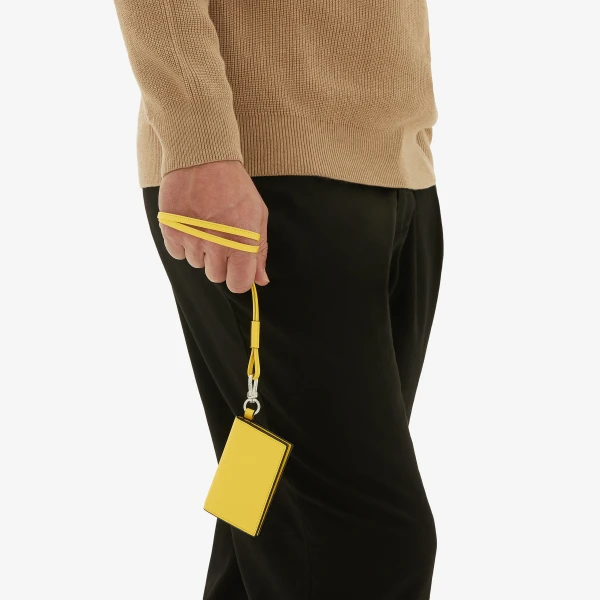 Valextra Card Holder with Lanyard in Yellow | Wallets & Purses | Coveti