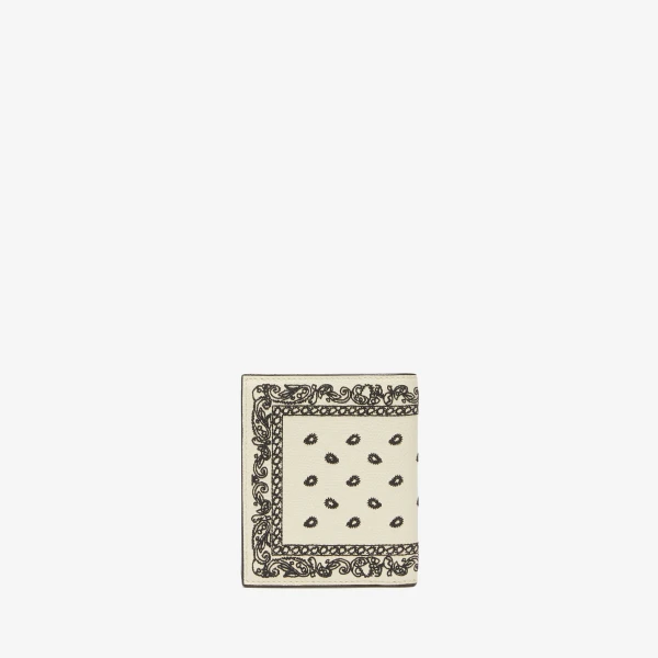 Valextra Compact Wallet 3CC Bandana with Coin Purse in Pergamena White and Black | Wallets & Purses | Coveti
