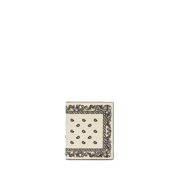 Valextra Compact Wallet 3CC Bandana with Coin Purse in Pergamena White and Black | Wallets & Purses | Coveti