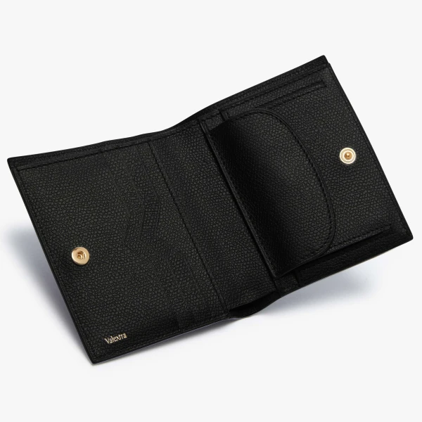 Valextra Compact Wallet 3CC with Coin Purse in Black | Wallets & Purses | Coveti
