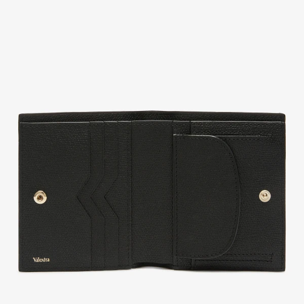 Valextra Compact Wallet 3CC with Coin Purse in Black | Wallets & Purses | Coveti