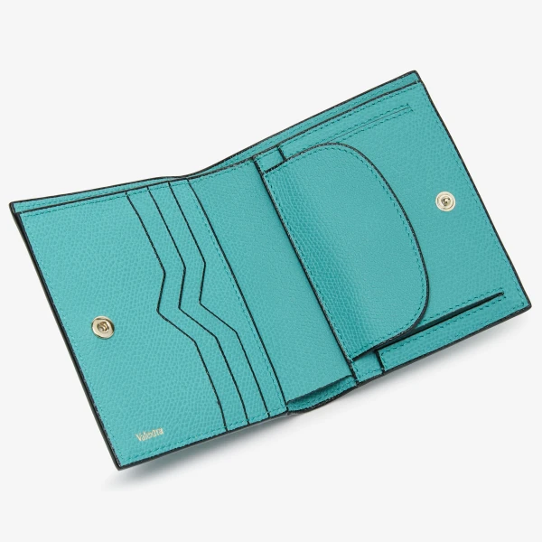 Valextra Compact Wallet 3CC with Coin Purse in Ocean Blue | Wallets & Purses | Coveti
