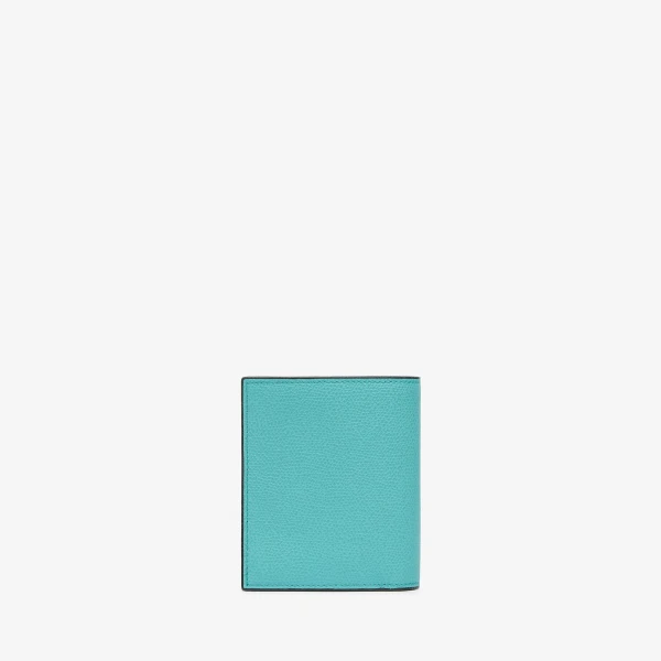Valextra Compact Wallet 3CC with Coin Purse in Ocean Blue | Wallets & Purses | Coveti