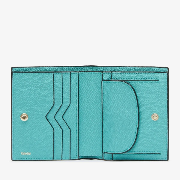 Valextra Compact Wallet 3CC with Coin Purse in Ocean Blue | Wallets & Purses | Coveti