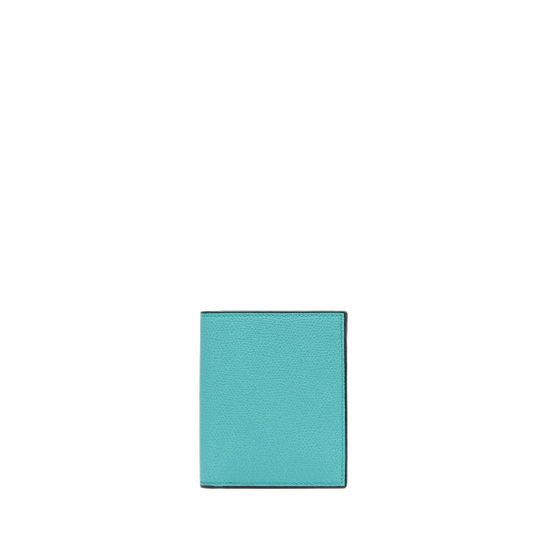 Valextra Compact Wallet 3CC with Coin Purse in Ocean Blue | Wallets & Purses | Coveti