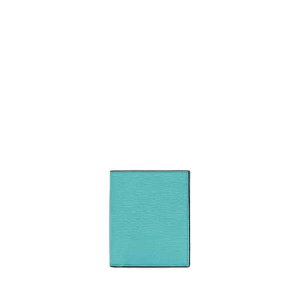 Valextra Compact Wallet 3CC with Coin Purse in Ocean Blue | Wallets & Purses | Coveti
