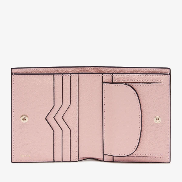 Valextra Compact Wallet 3CC with Coin Purse in Peony Pink | Wallets & Purses | Coveti