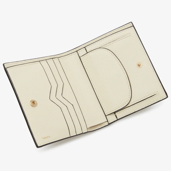 Valextra Compact Wallet 3CC with Coin Purse in Pergamena White | Wallets & Purses | Coveti