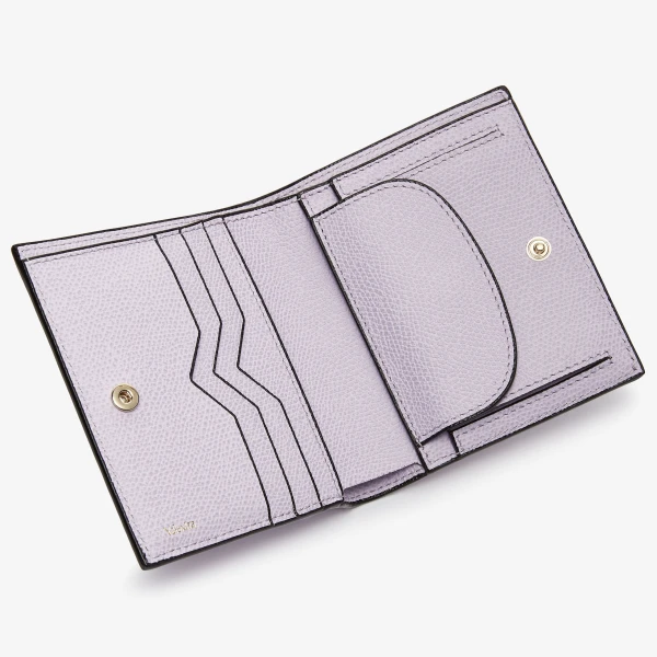 Valextra Compact Wallet 3CC with Coin Purse in Wisteria Pink | Wallets & Purses | Coveti