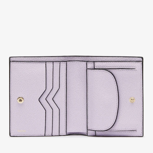Valextra Compact Wallet 3CC with Coin Purse in Wisteria Pink | Wallets & Purses | Coveti