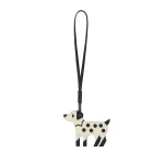 Valextra Dog Charm in Pergamena White and Black | Bag charms | Coveti