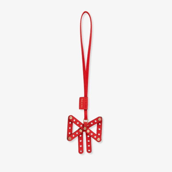 Valextra Engineering Beauty Bow Charm in Crimson Red | Bag charms | Coveti