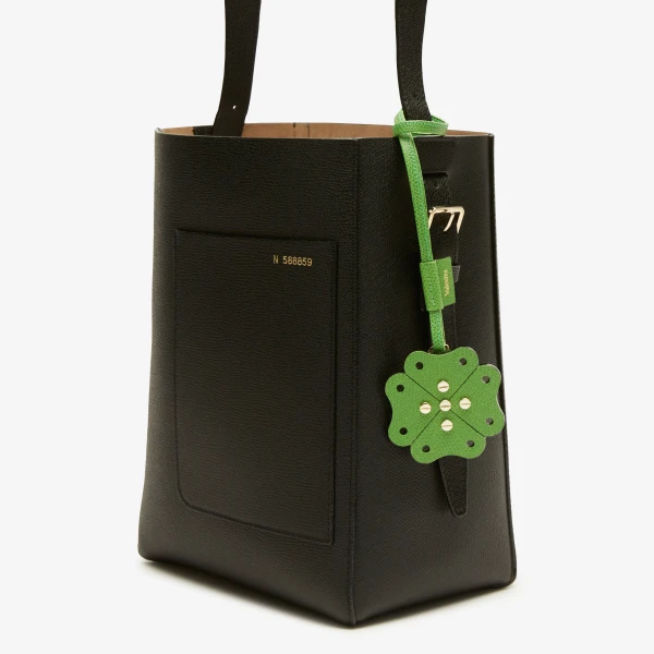 Valextra Engineering Beauty Four-Leaf Clover Charm in Grass Green | Bag charms | Coveti