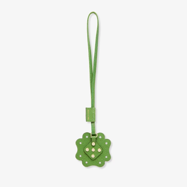 Valextra Engineering Beauty Four-Leaf Clover Charm in Grass Green | Bag charms | Coveti