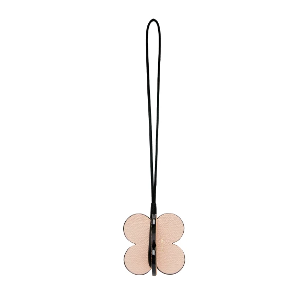 Valextra Four-Leaf Clover Charm in Orange Sunset, Bonne Mine Pink and Black | Bag charms | Coveti