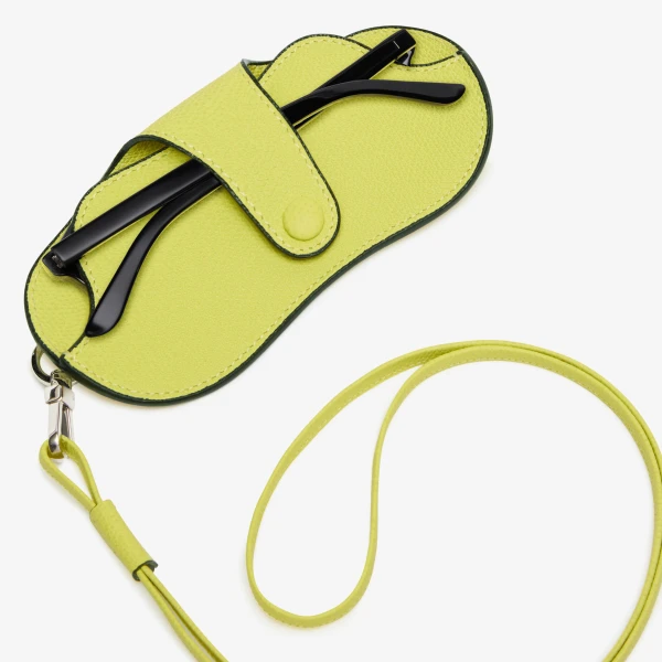 Valextra Glasses Case with Lanyard in Citrine Yellow | Cases | Coveti