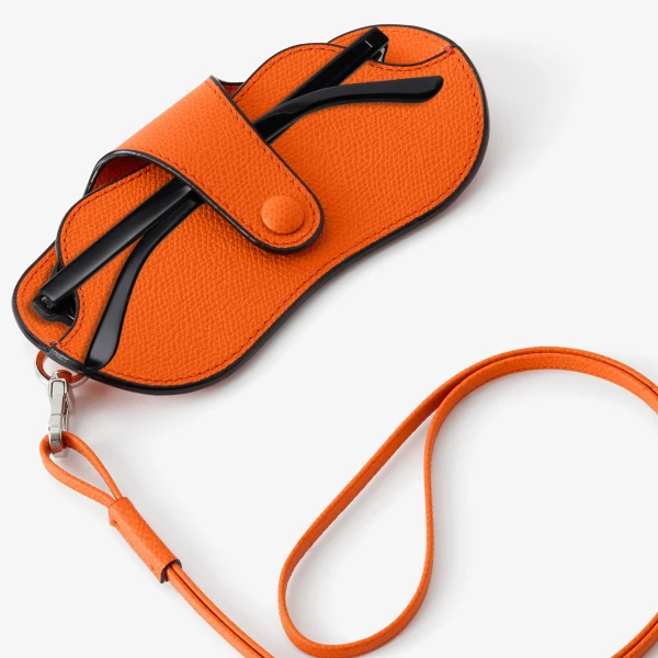 Valextra Glasses Case with Lanyard in Lobster Red | Cases | Coveti