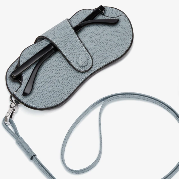 Valextra Glasses Case with Lanyard in Niagara Blue | Cases | Coveti