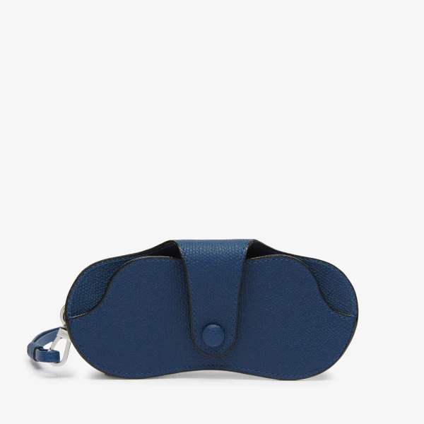 Valextra Glasses Case with Lanyard in Sapphire Blue | Cases | Coveti