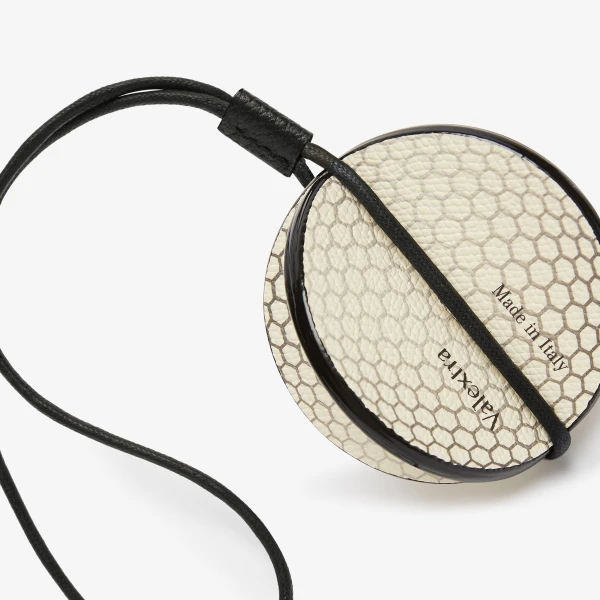 Valextra Golf Ball Charm in Pergamena White and Black | Bag charms | Coveti