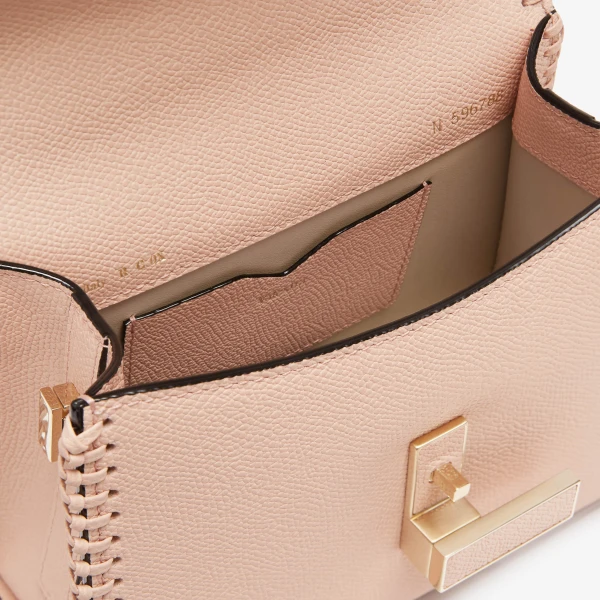 Valextra Iside Braided Crossbody Micro Bag in Bonne Mine Pink | Shoulder & Crossbody Bags | Coveti