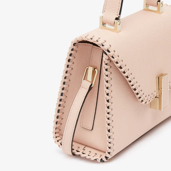 Valextra Iside Braided Crossbody Micro Bag in Bonne Mine Pink | Shoulder & Crossbody Bags | Coveti