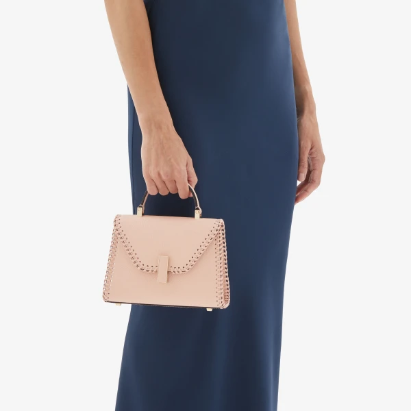 Valextra Iside Braided Crossbody Micro Bag in Bonne Mine Pink | Shoulder & Crossbody Bags | Coveti