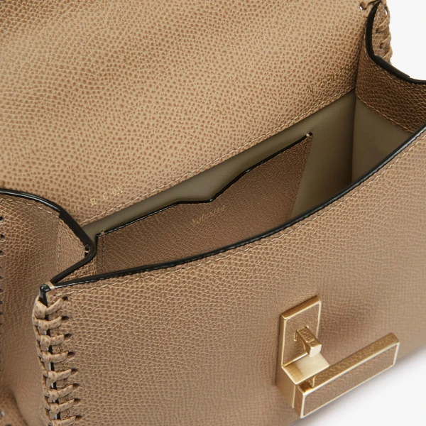 Valextra Iside Braided Crossbody Micro Bag in Cashmere Beige | Shoulder & Crossbody Bags | Coveti