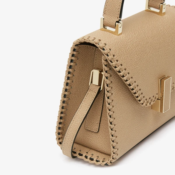 Valextra Iside Braided Crossbody Micro Bag in Cashmere Beige | Shoulder & Crossbody Bags | Coveti