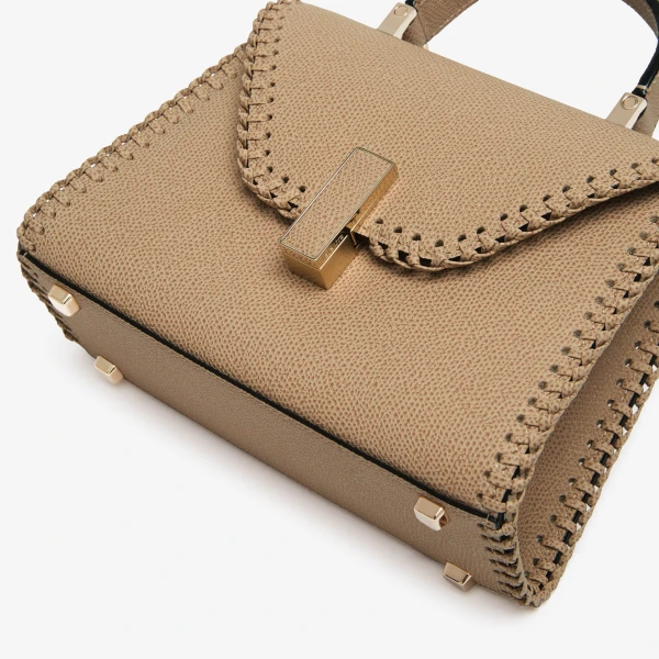 Valextra Iside Braided Crossbody Micro Bag in Cashmere Beige | Shoulder & Crossbody Bags | Coveti