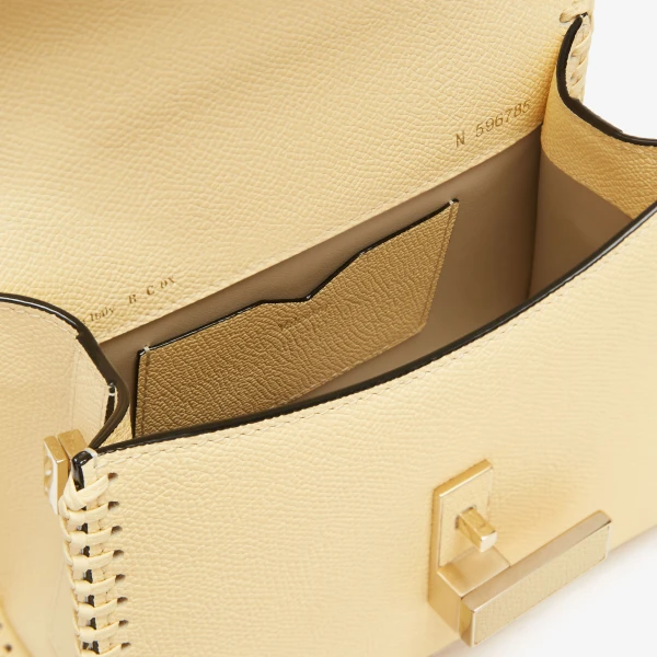 Valextra Iside Braided Crossbody Micro Bag in Cream Yellow | Shoulder & Crossbody Bags | Coveti
