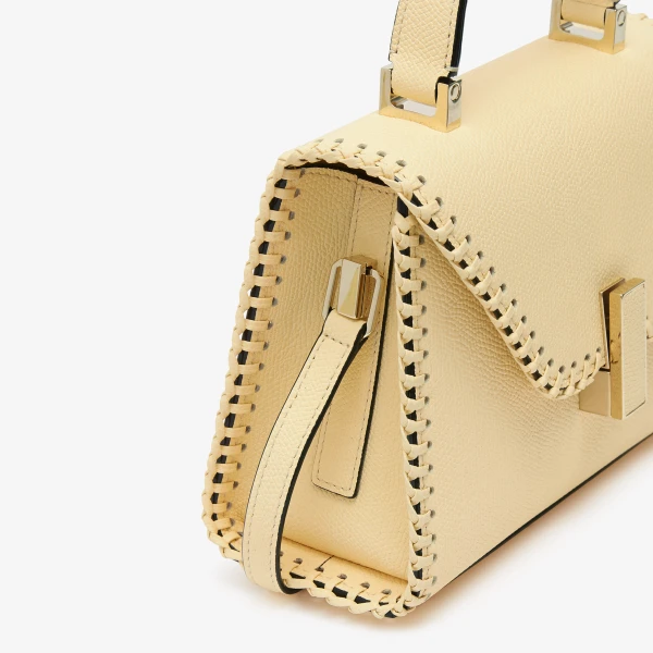 Valextra Iside Braided Crossbody Micro Bag in Cream Yellow | Shoulder & Crossbody Bags | Coveti