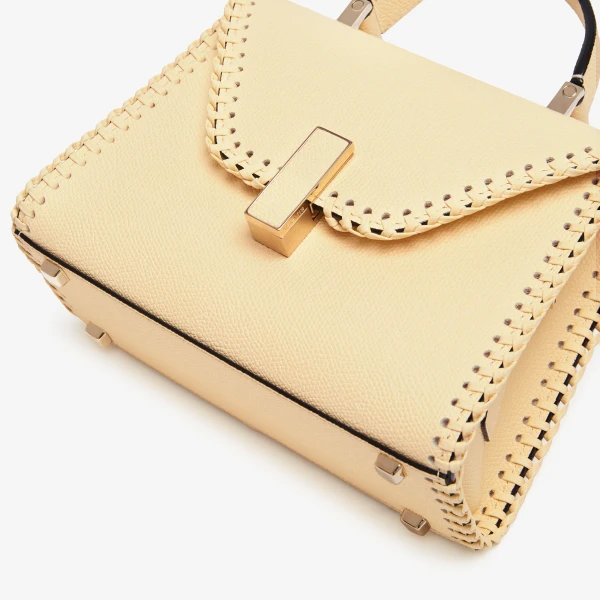 Valextra Iside Braided Crossbody Micro Bag in Cream Yellow | Shoulder & Crossbody Bags | Coveti