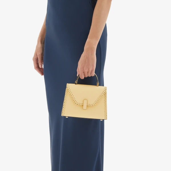 Valextra Iside Braided Crossbody Micro Bag in Cream Yellow | Shoulder & Crossbody Bags | Coveti