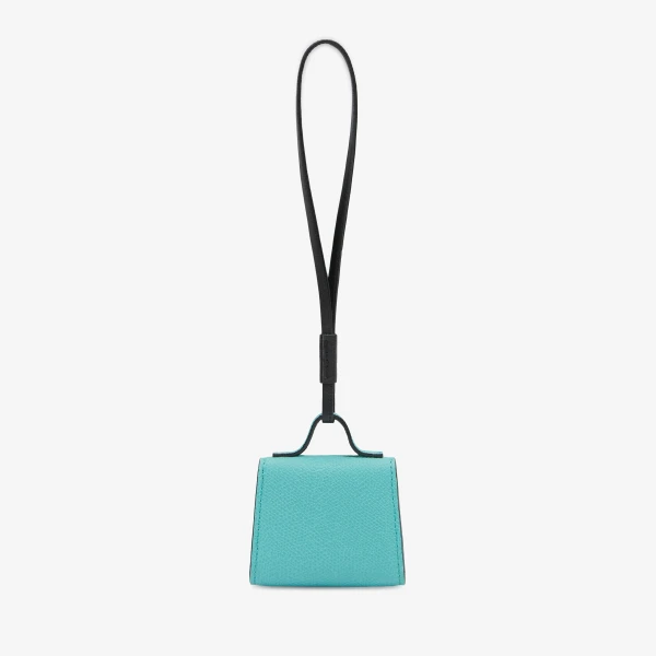 Valextra Iside Charm in Ocean Blue and Black | Bag charms | Coveti