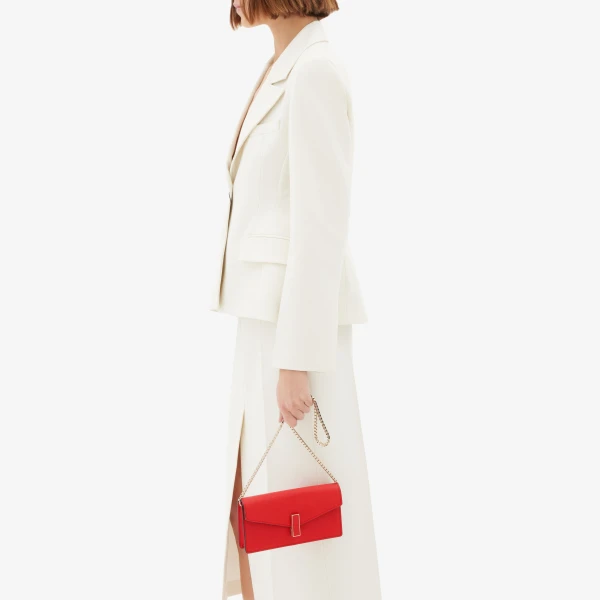 Valextra Iside Clutch with Chain Bag in Crimson Red | Clutch Bags | Coveti