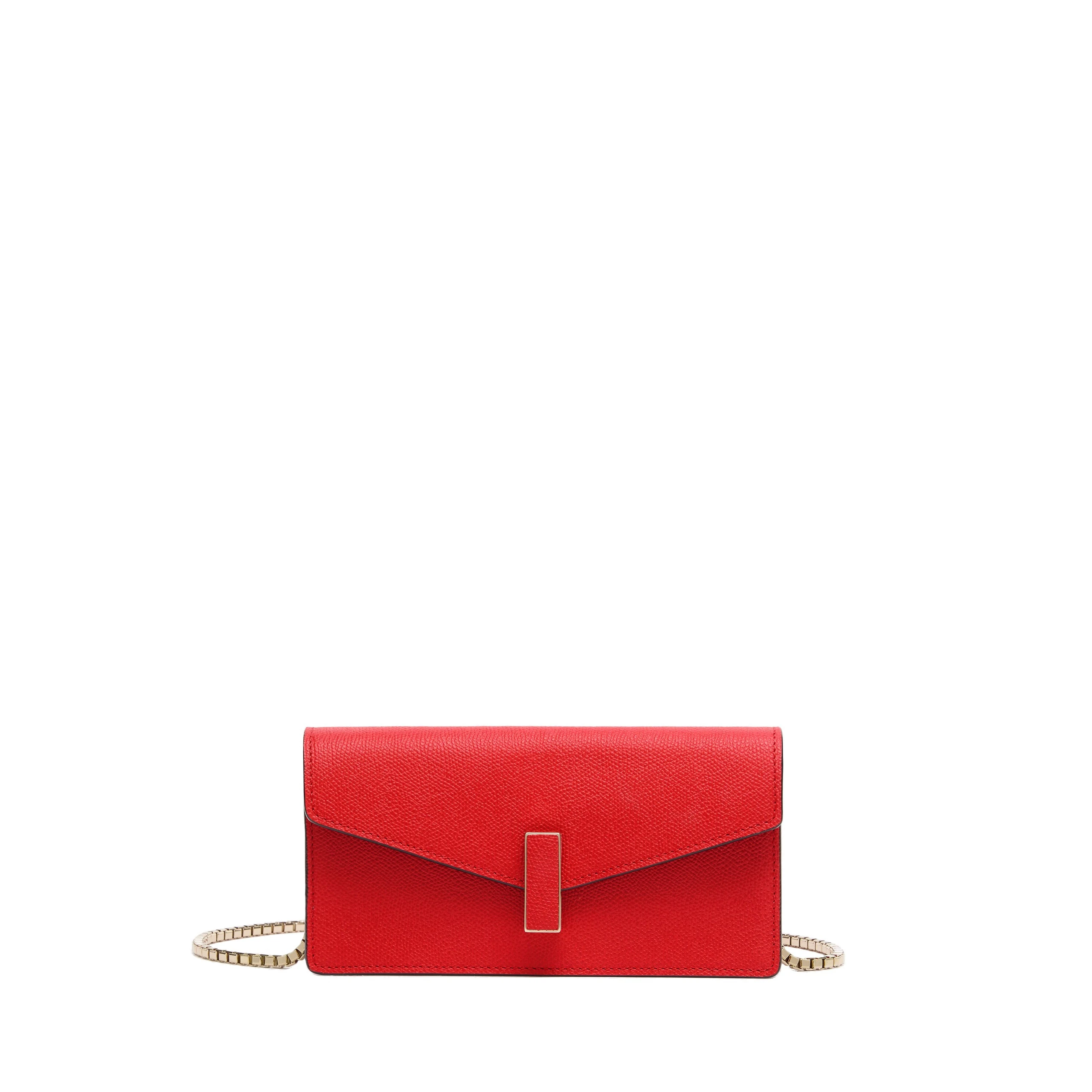 Valextra Iside Clutch with Chain Bag in Crimson Red Valextra Iside Clutch with Chain Bag in Crimson Red | Clutch Bags | Coveti