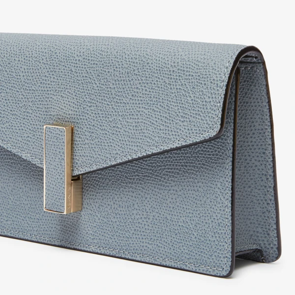 Valextra Iside Clutch with Chain Bag in Niagara Blue | Clutch Bags | Coveti