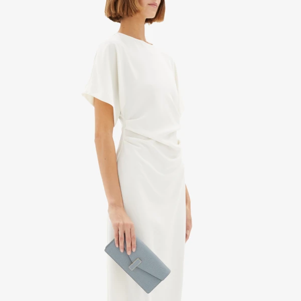 Valextra Iside Clutch with Chain Bag in Niagara Blue | Clutch Bags | Coveti
