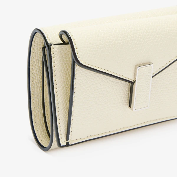 Valextra Iside Compact Wallet with Coin Holder in Pergamena White | Wallets & Purses | Coveti