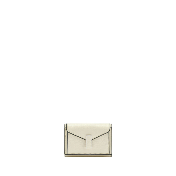 Valextra Iside Compact Wallet with Coin Holder in Pergamena White | Wallets & Purses | Coveti